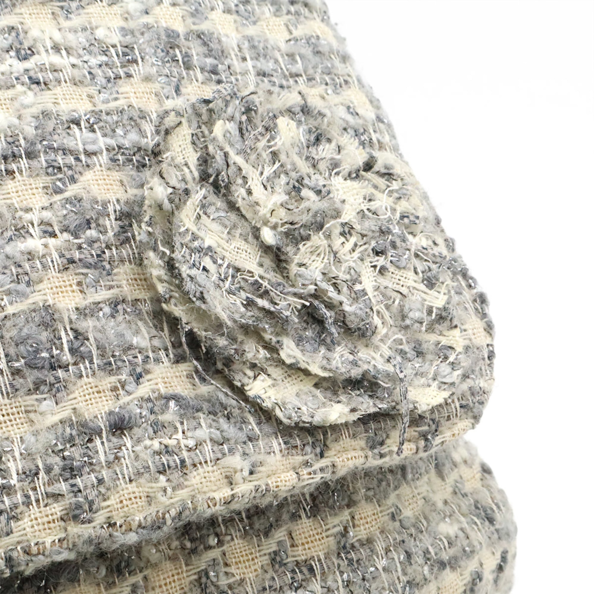 Chanel Camellia Black Gray Multi-Color Tweed Leather Shoulder Bag (Pre-Owned)