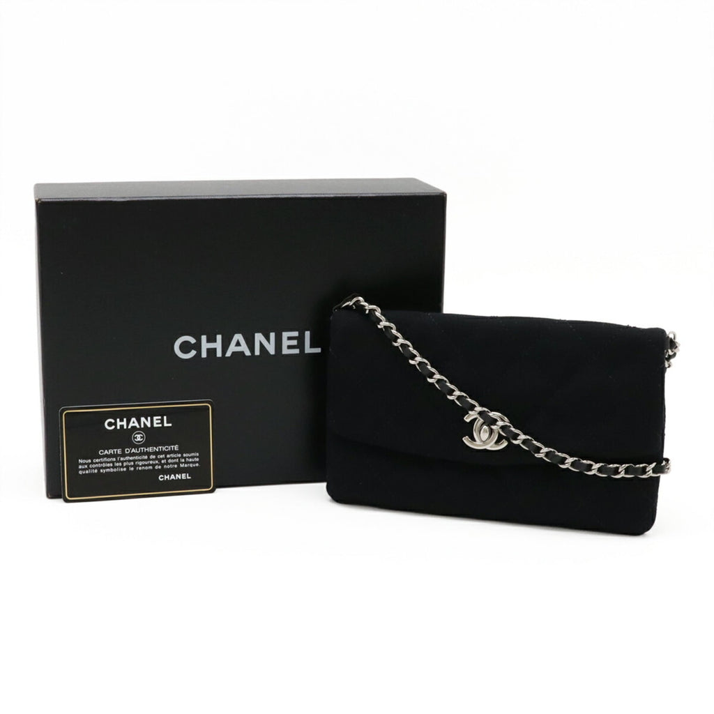Chanel Black Cotton Pochette Shoulder Bag (Pre-Owned)
