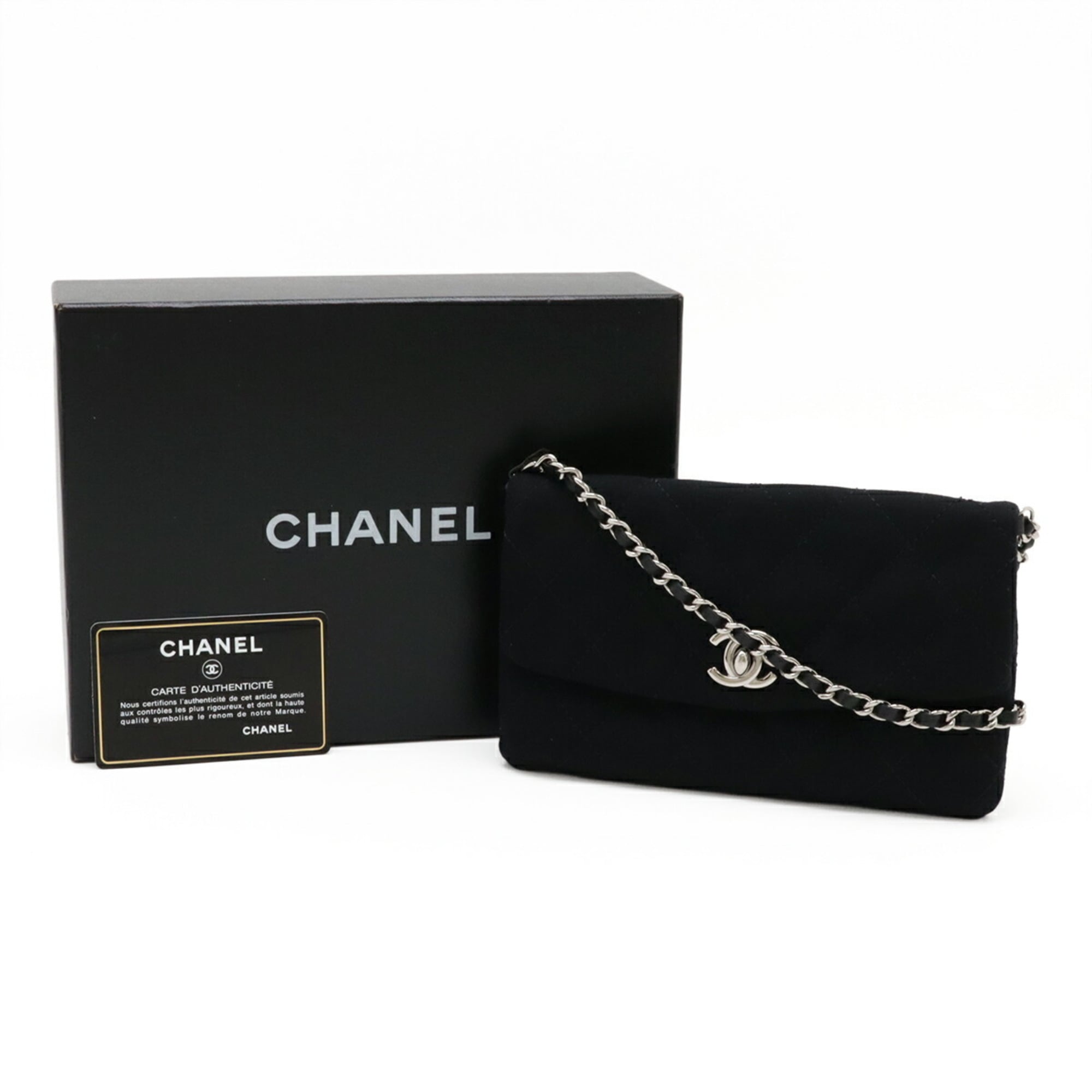 Chanel Black Cotton Pochette Shoulder Bag (Pre-Owned)