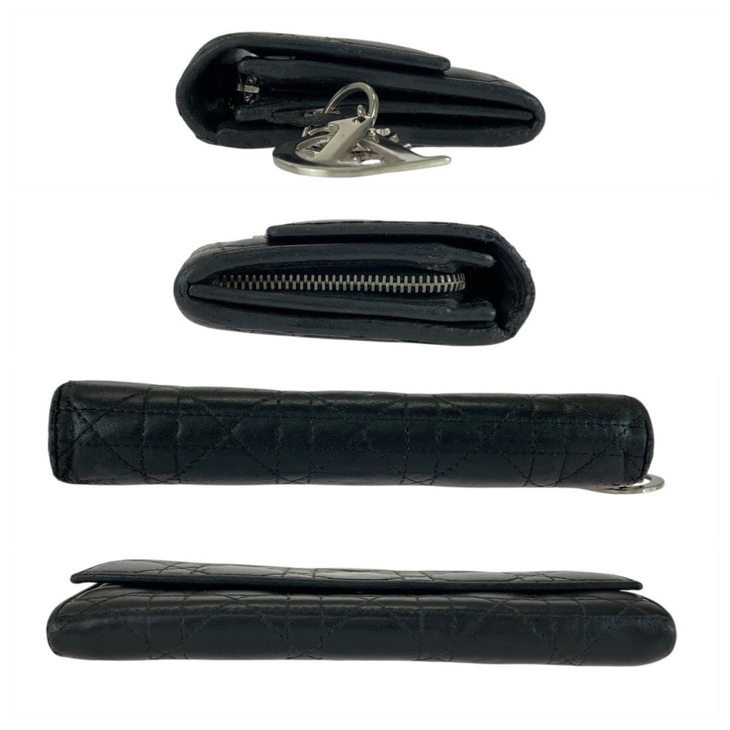 Christian Dior Black Leather Long Wallet (Bi-Fold) (Pre-Owned)
