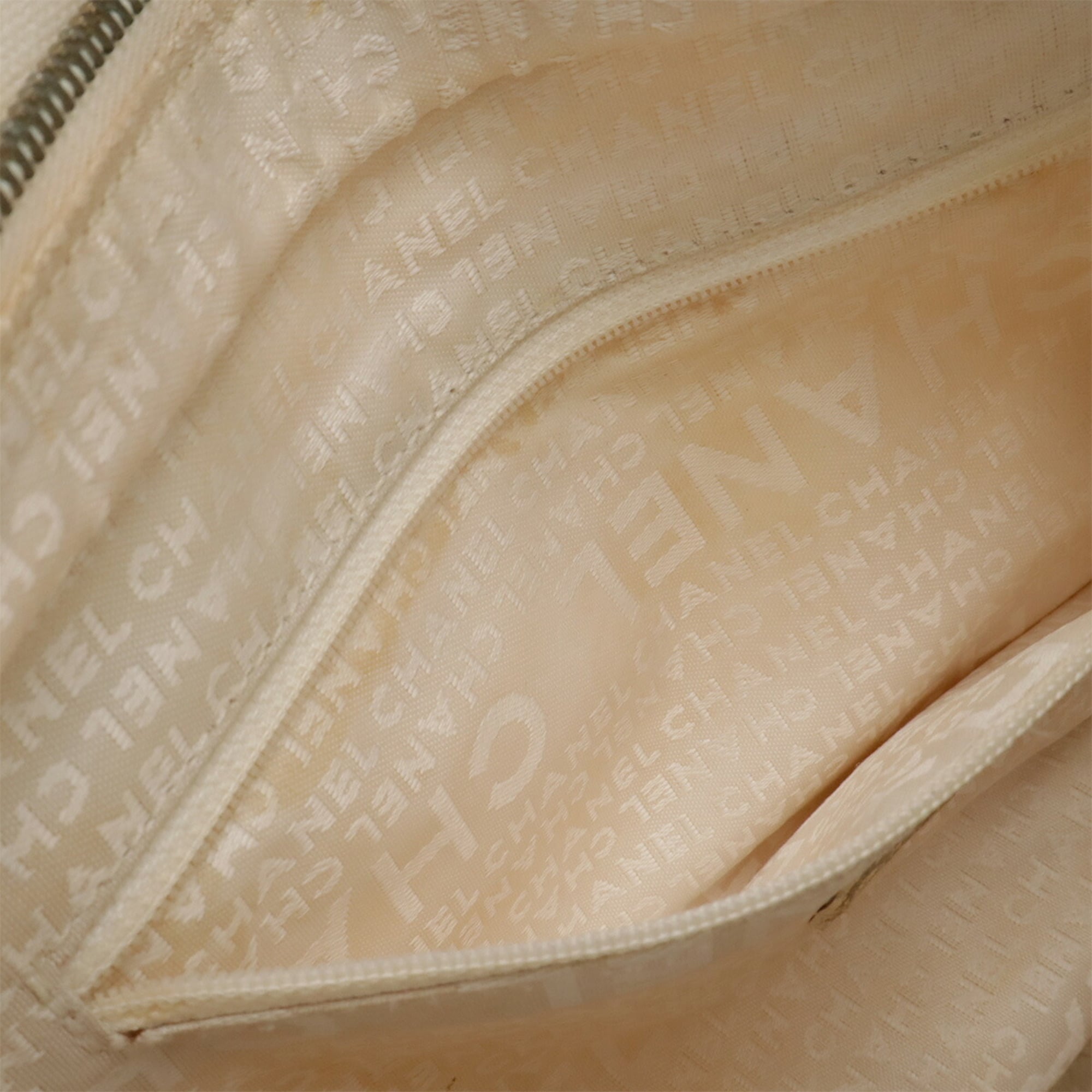 Chanel Black Ivory Canvas Leather Handbag Tote Bag (Pre-Owned)