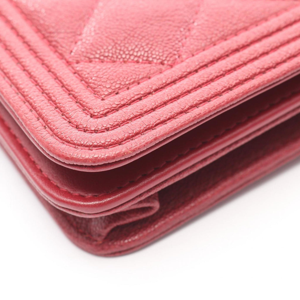 Chanel Red Color Grained Calfskin Shoulder Bag (Pre-Owned)