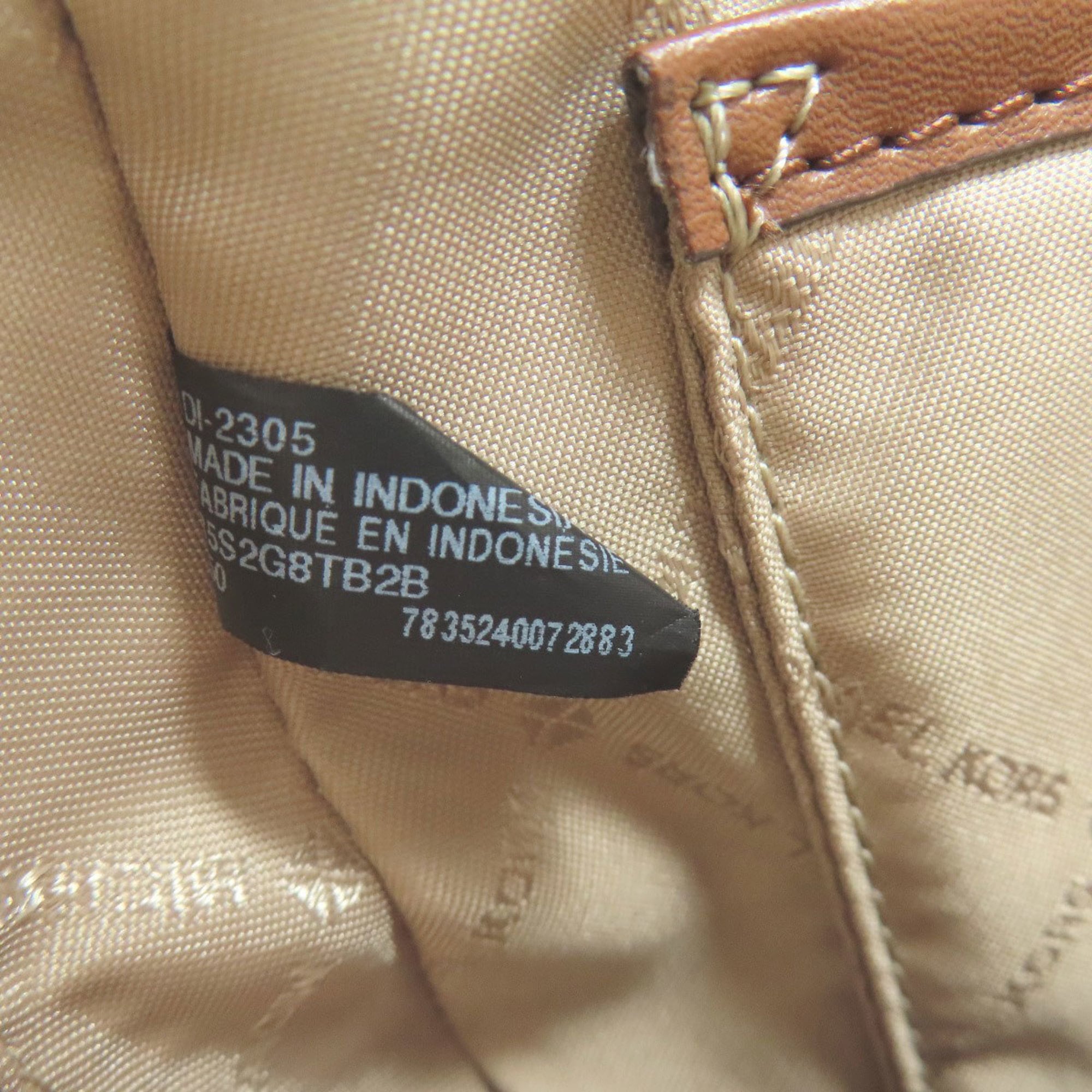 Michael Kors Brown White Leather Pvc Backpack (Pre-Owned)