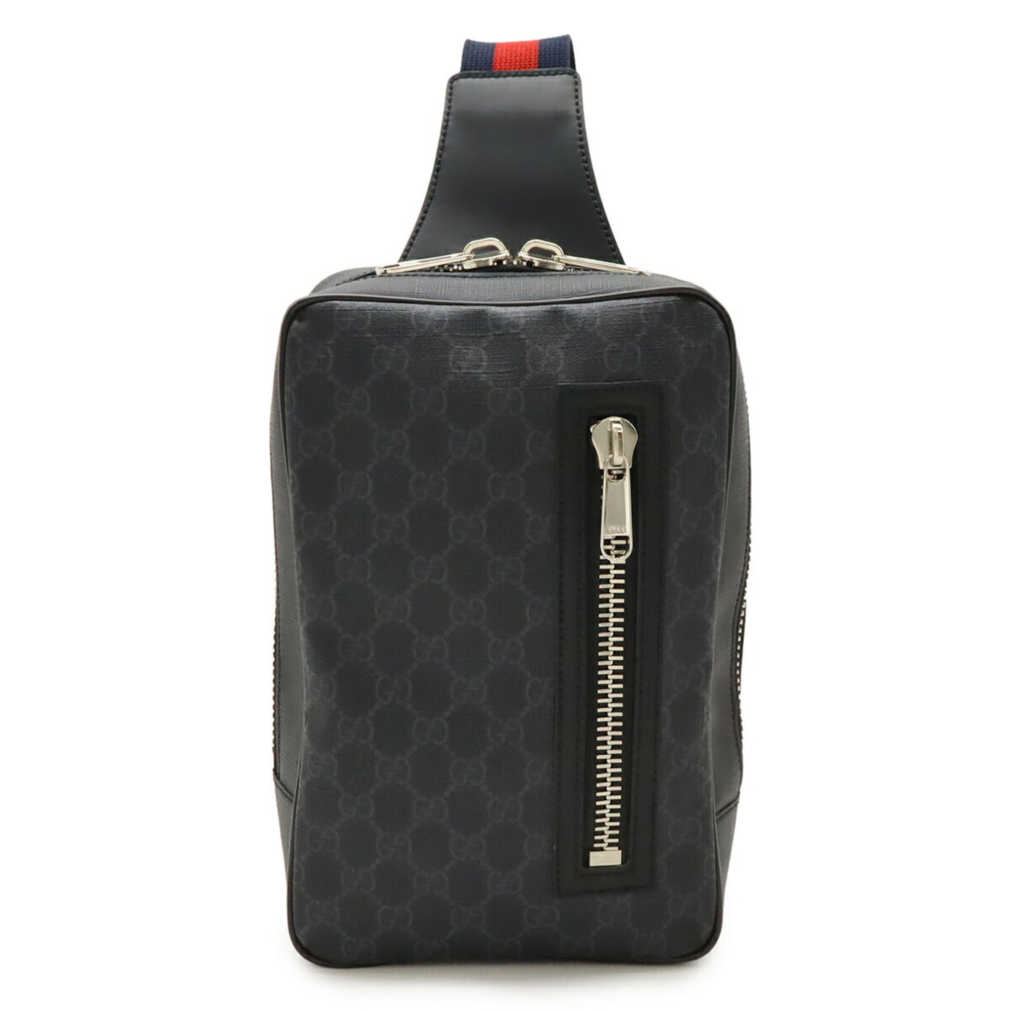 Gucci Black Gray Navy Red Color Gg Supreme Leather Shoulder Bag Sling Bag (Pre-Owned)