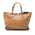 Gucci Brown Multi-Color Leather Straw Tote Bag (Pre-Owned)