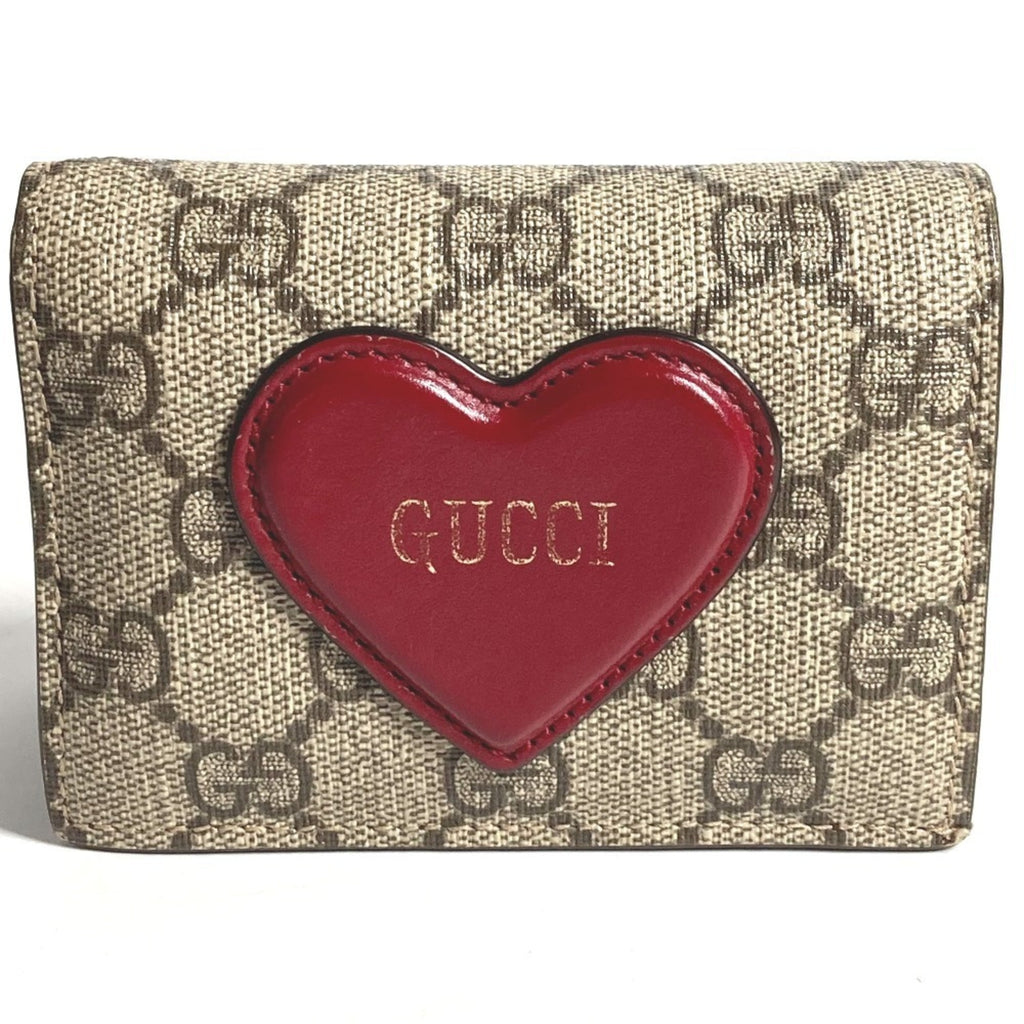 Gucci Gg Supreme Beige Red Color Gg Supreme Long Wallet (Bi-Fold) (Pre-Owned)