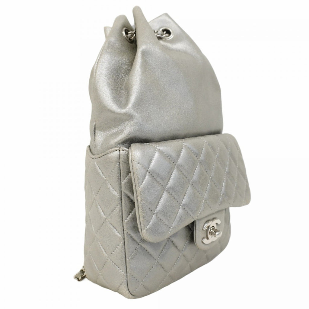 Chanel Silver Leather Backpack (Pre-Owned)