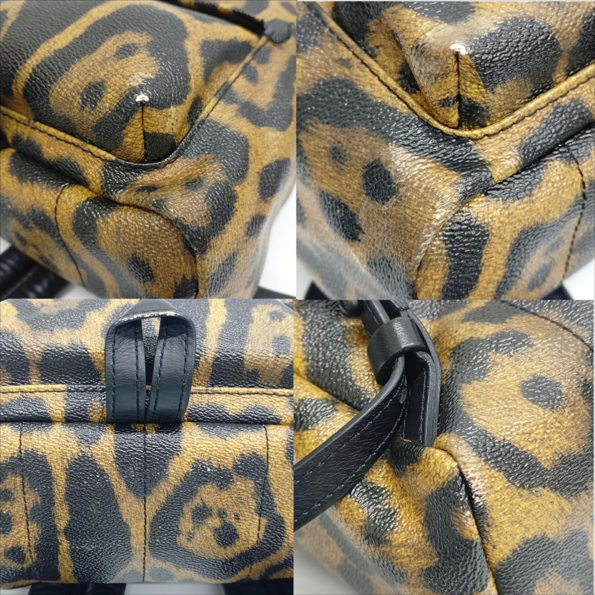 Louis Vuitton Black Brown Leopard Pvc Coated Canvas Leather Backpack (Pre-Owned)
