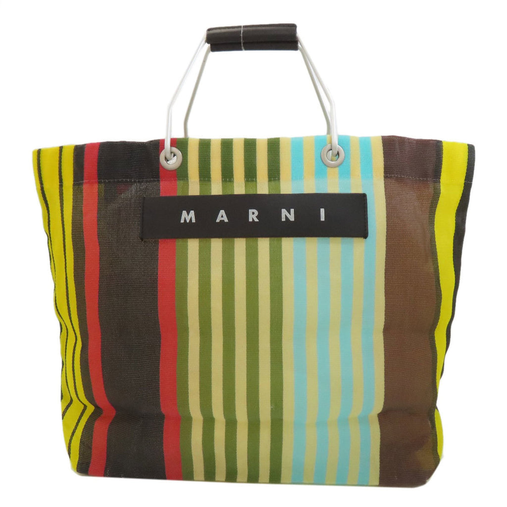 Marni Light Blue Red Color Yellow Nylon Handbag (Pre-Owned)