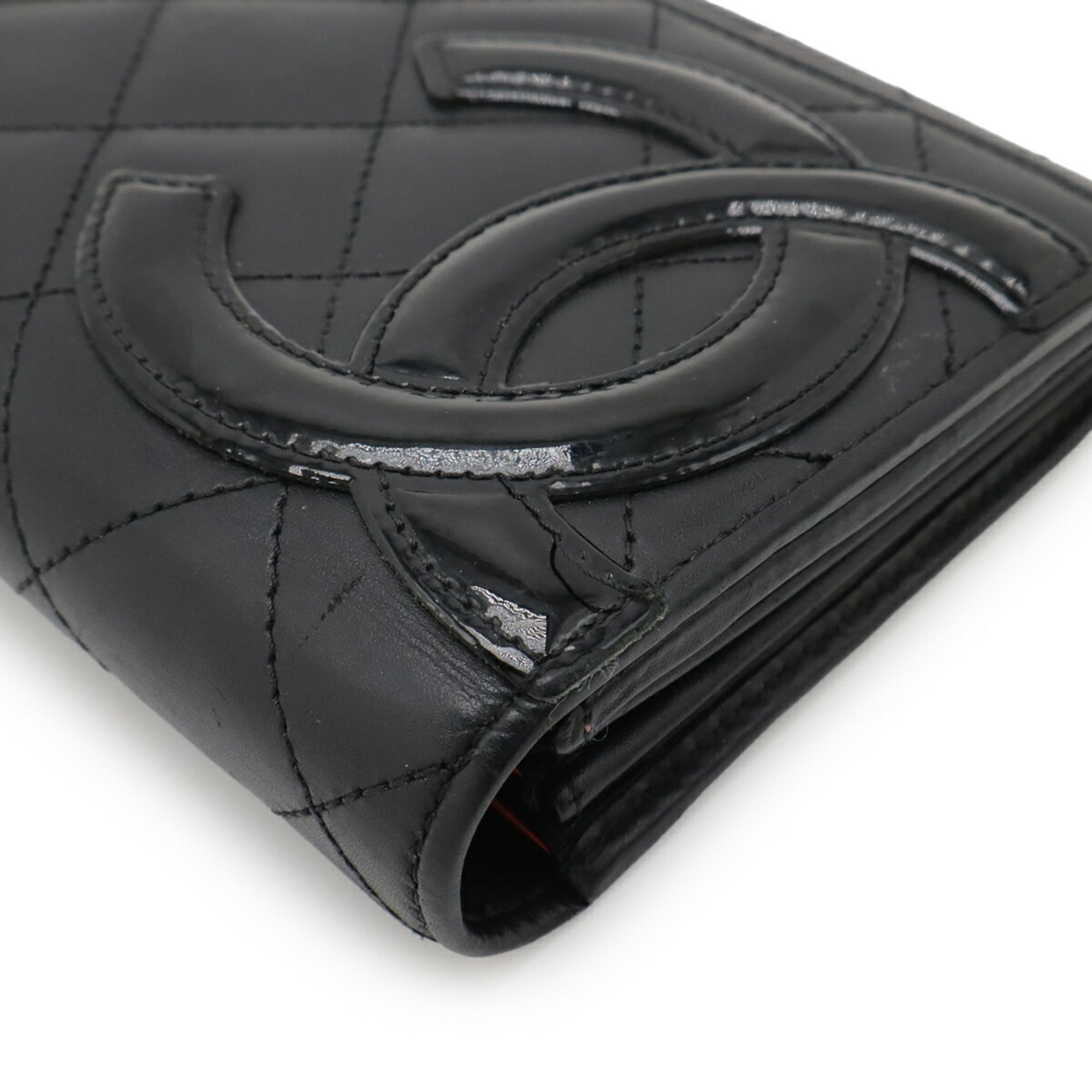 Chanel Black Pink Leather Long Wallet (Bi-Fold) (Pre-Owned)