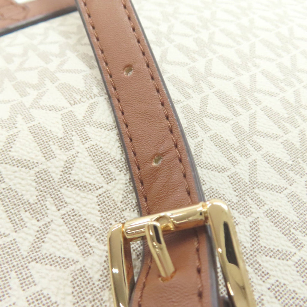 Michael Kors Brown White Leather Pvc Backpack (Pre-Owned)