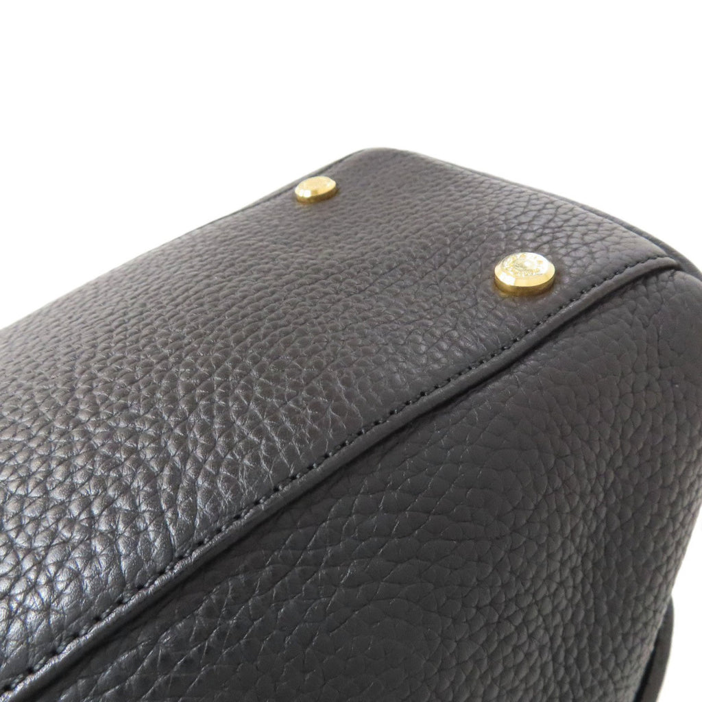 A.D.M.J Black Leather Boston Bag (Pre-Owned)