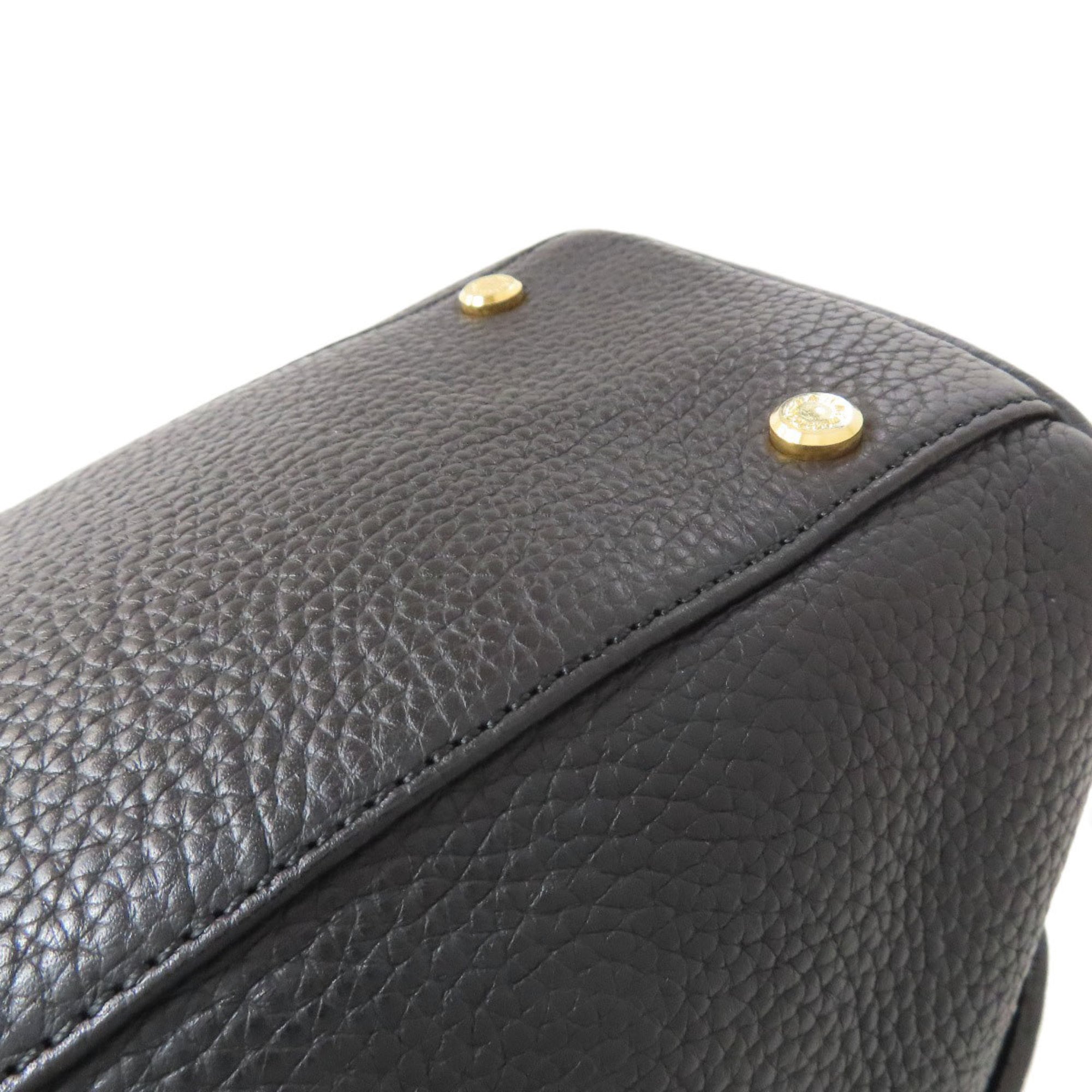 A.D.M.J Black Leather Boston Bag (Pre-Owned)