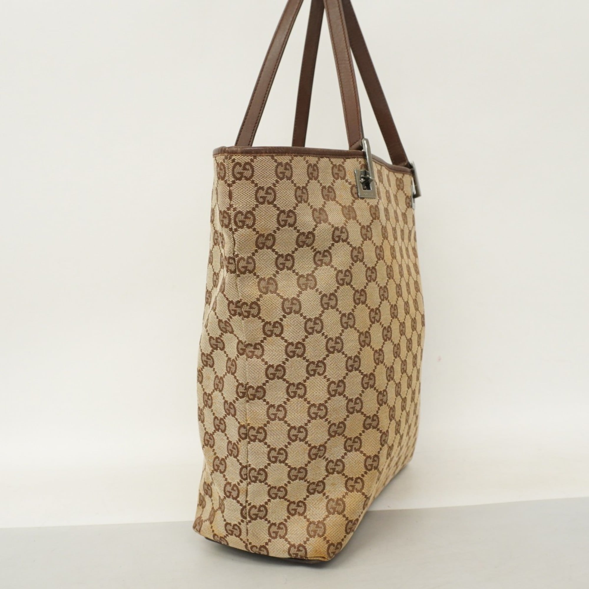 Gucci Beige Brown Canvas Tote Bag (Pre-Owned)