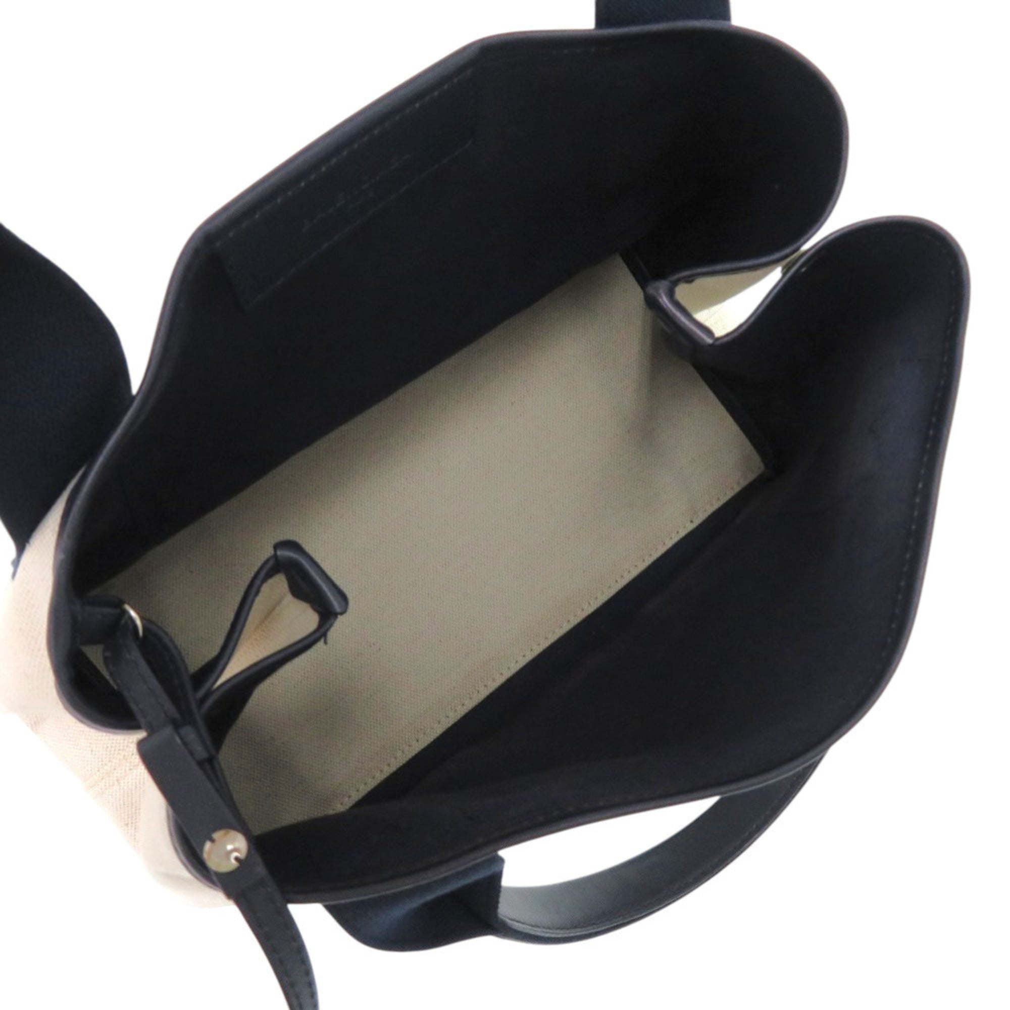Balenciaga Ivory Navy Canvas Leather Handbag (Pre-Owned)