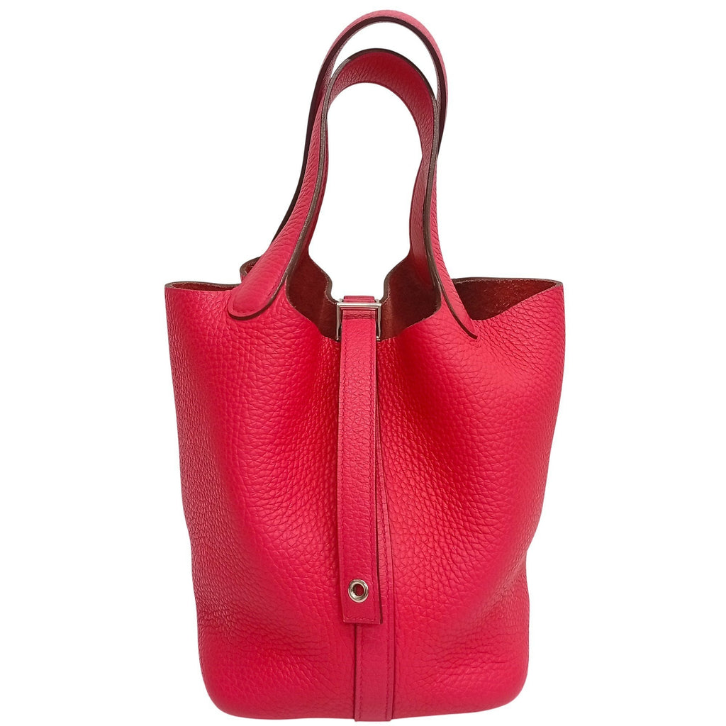 Hermes Pink Red Color Taurillon Clemence Leather Handbag (Pre-Owned)