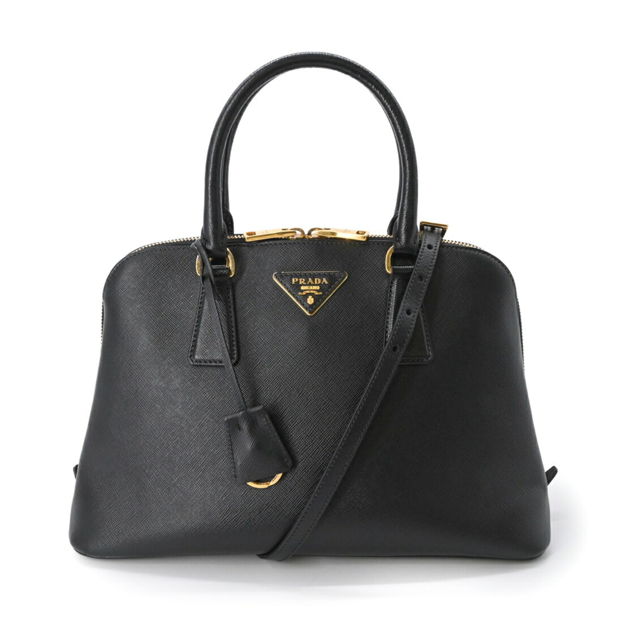 Prada Black Saffiano Triangle Handbag (Pre-Owned)