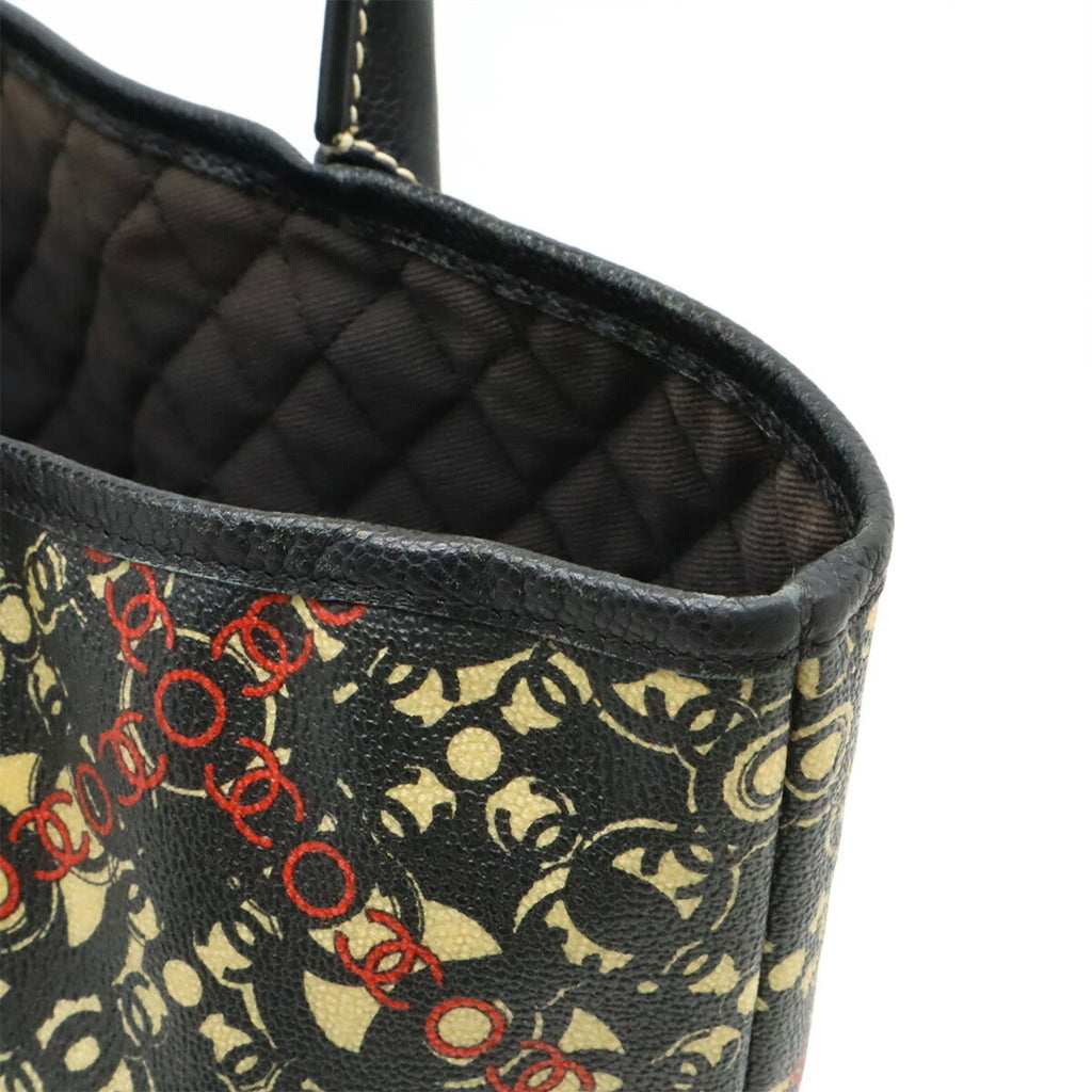 Chanel Beige Black Red Color Pvc Leather Handbag Tote Bag (Pre-Owned)