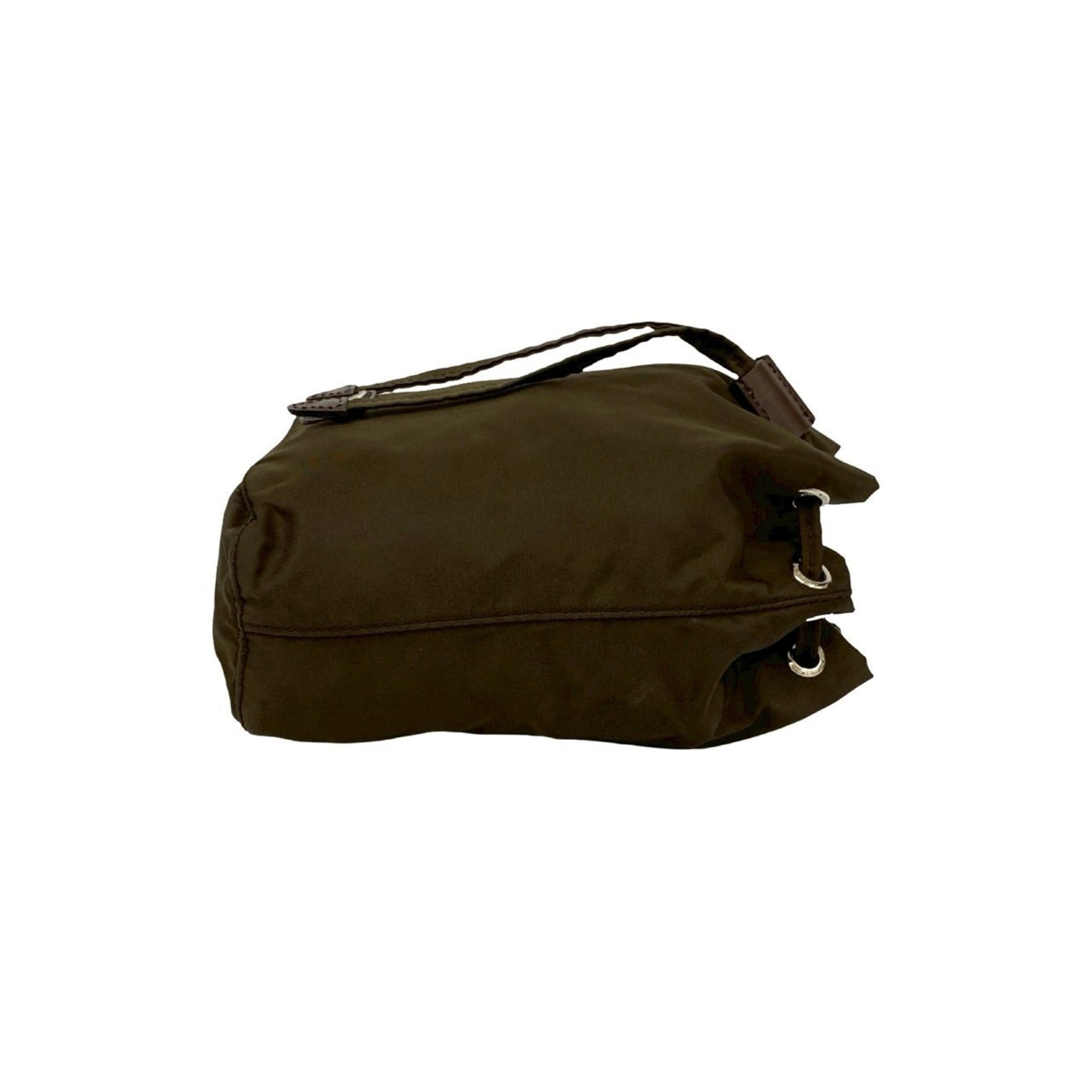 Prada Brown Khaki Leather Nylon Handbag (Pre-Owned)