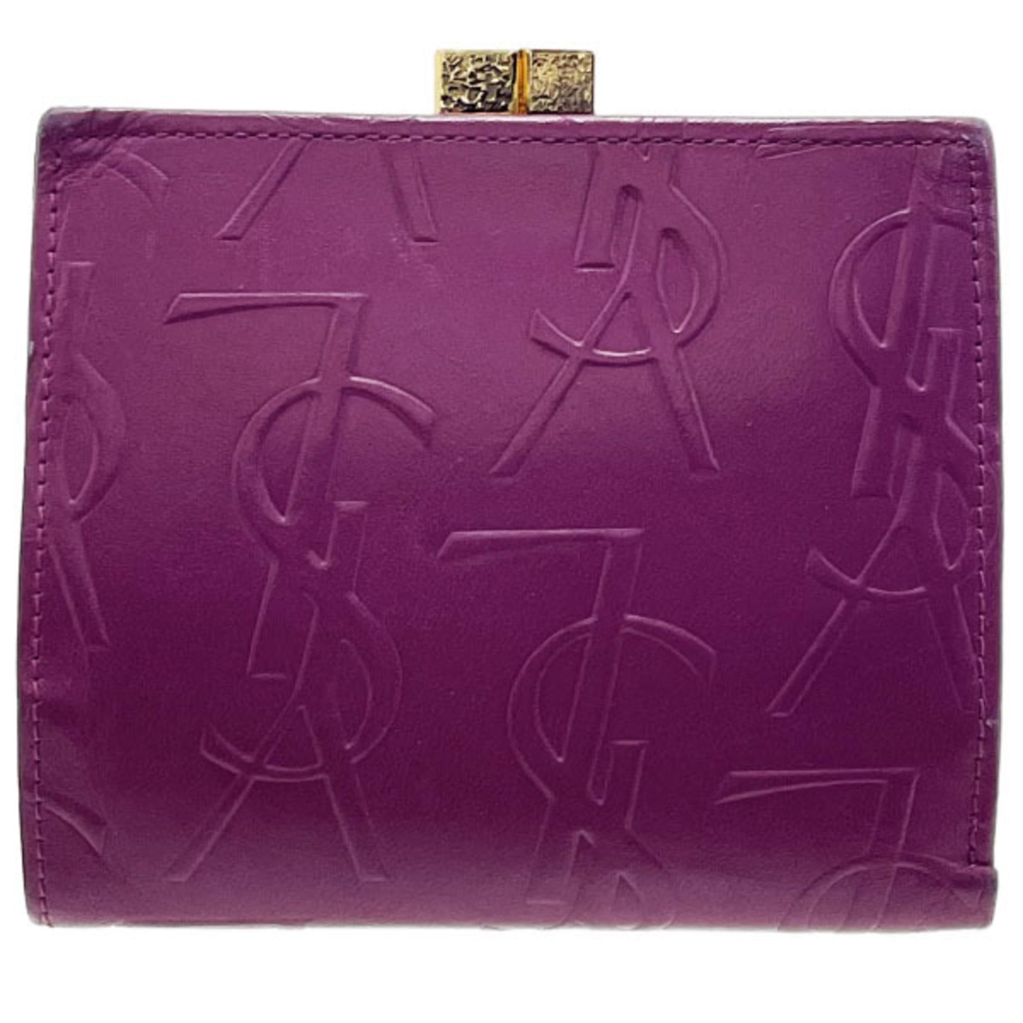 Yves Saint Laurent Purple Leather Wallet (Bi-Fold) (Pre-Owned)