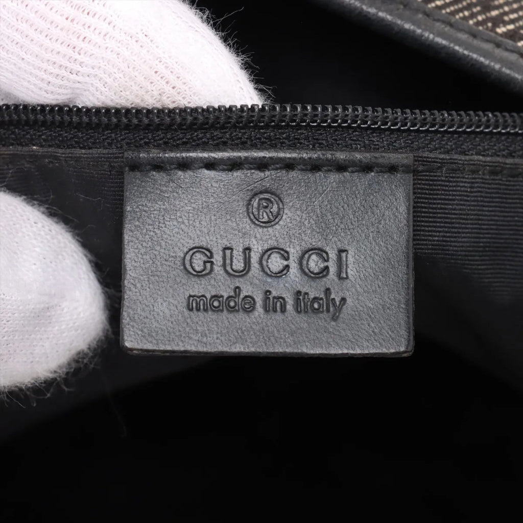 Gucci Black Leather Canvas Shoulder Bag (Pre-Owned)