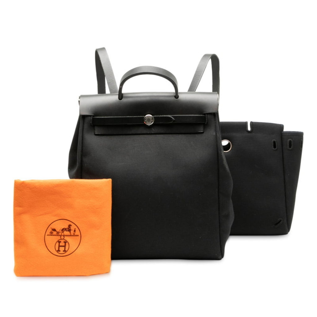 Hermes Black Toile Officier Leather Backpack (Pre-Owned)