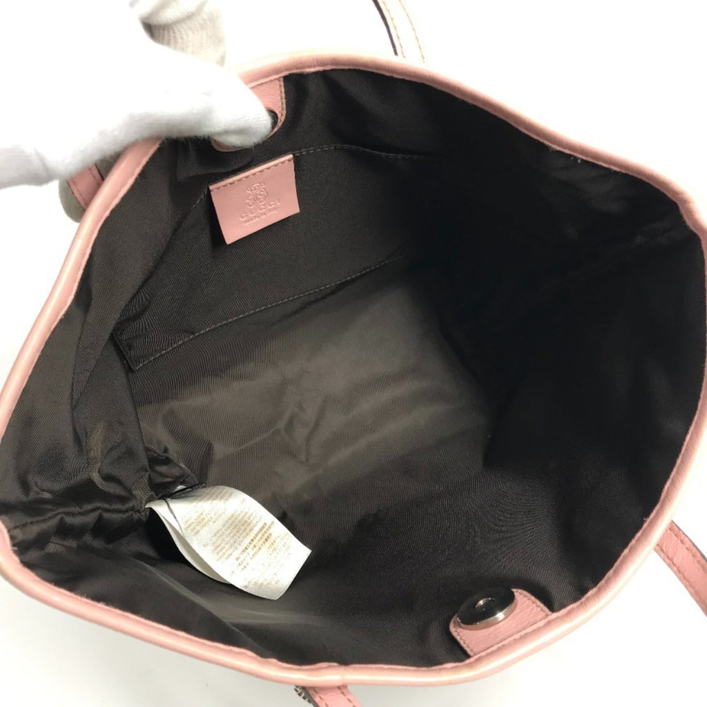 Gucci Beige Pink Gg Canvas Leather Handbag Tote Bag (Pre-Owned)