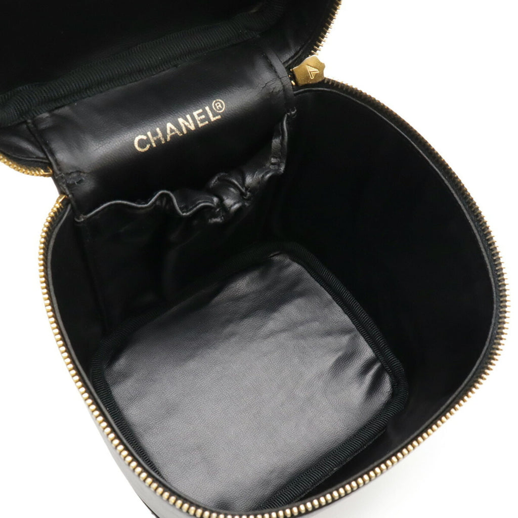 Chanel Black Leather Handbag Pouch Vanity Bag (Pre-Owned)