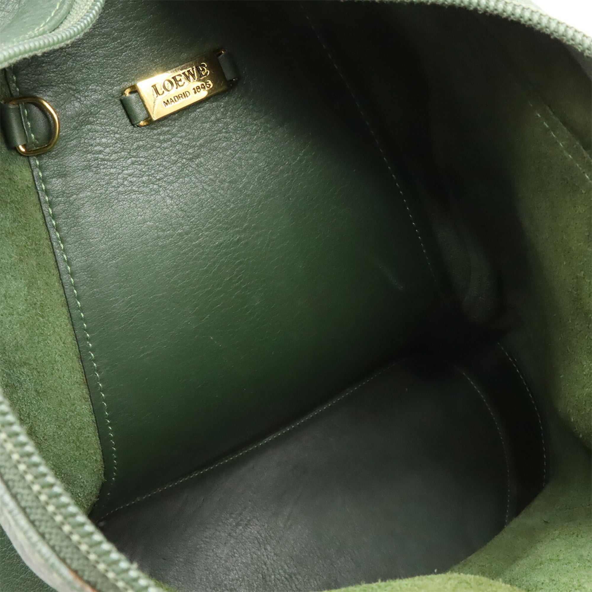 Loewe Anton Khaki Leather Backpack Pouch (Pre-Owned)