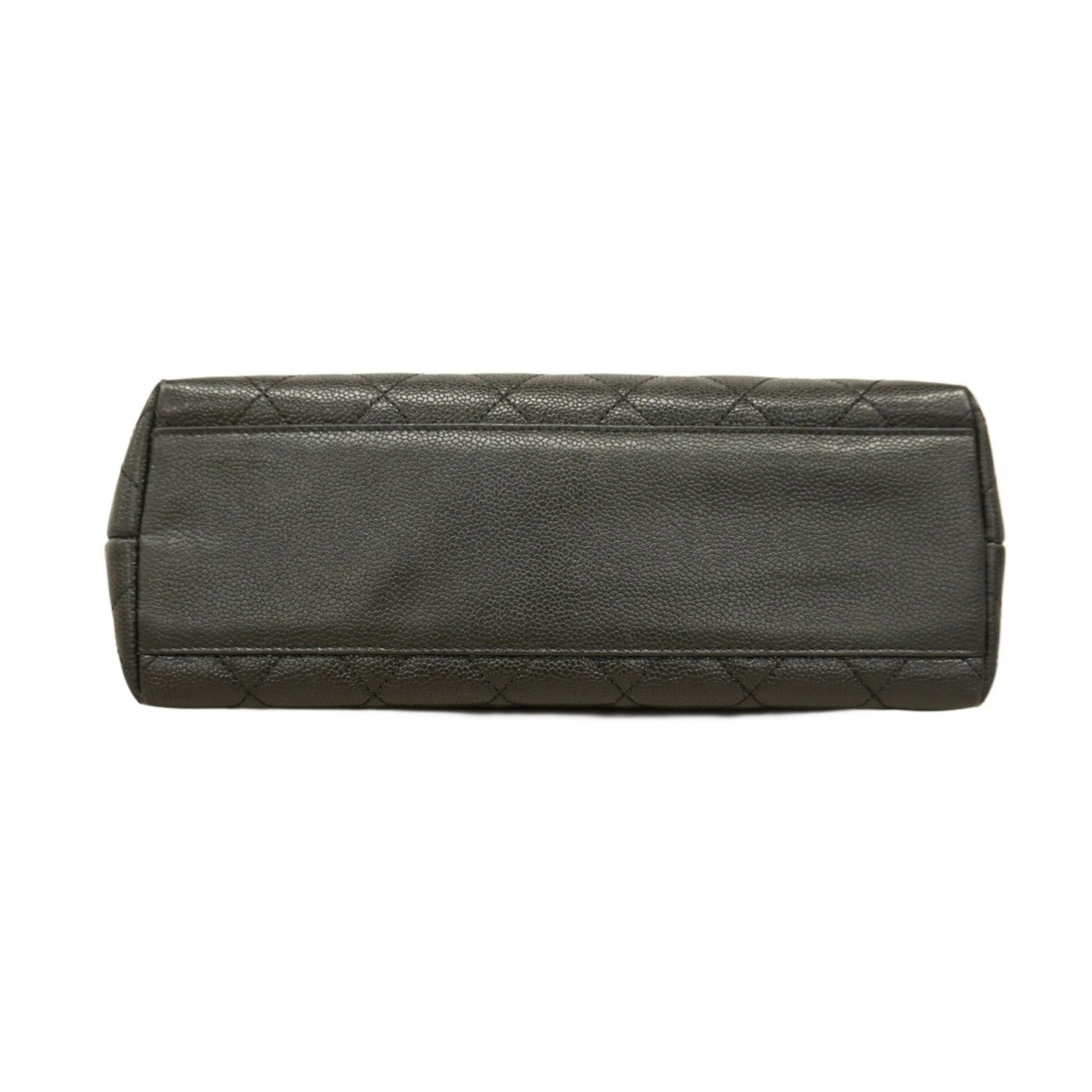 Chanel Black Grained Calfskin Handbag (Pre-Owned)