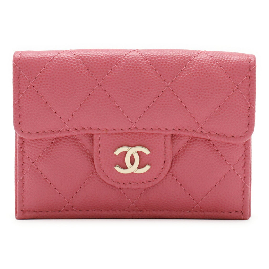 Chanel Pink Grained Calfskin Wallet (Tri-Fold) (Pre-Owned)