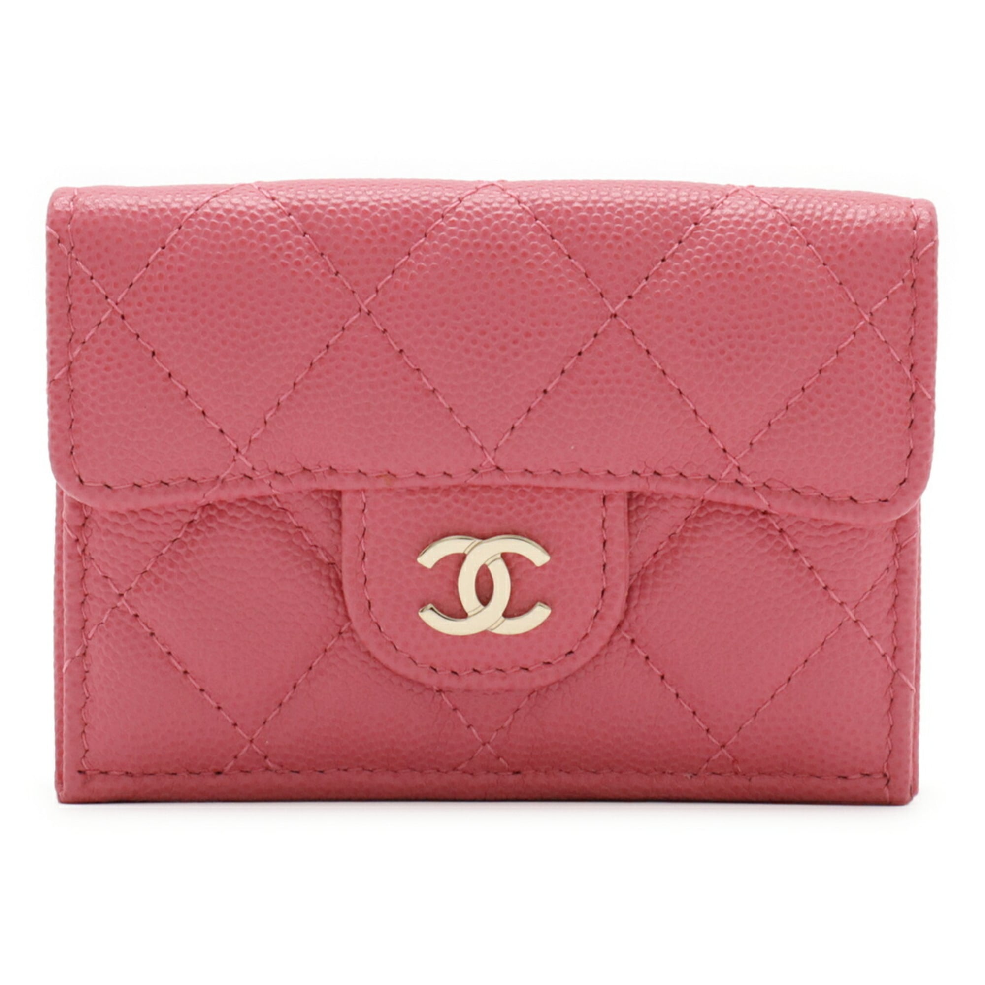 Chanel Pink Grained Calfskin Wallet (Tri-Fold) (Pre-Owned)