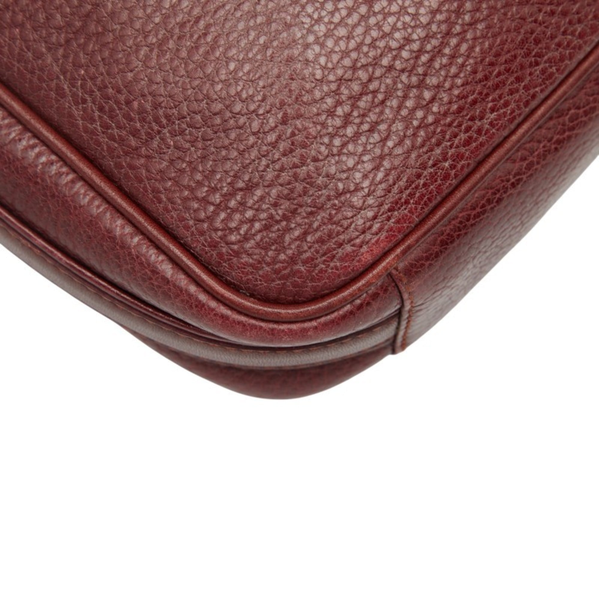Cartier Bordeaux Wine Red Leather Shoulder Bag (Pre-Owned)