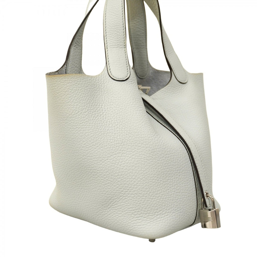 Hermes Silver Taurillon Clemence Leather Handbag (Pre-Owned)