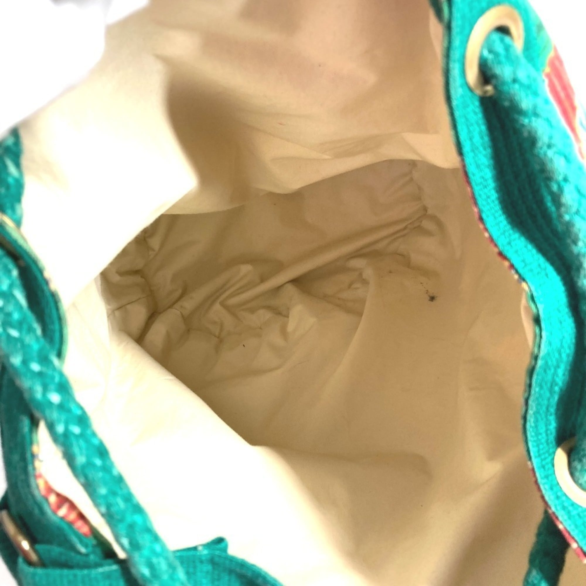 Hermes Green Multi-Color Cotton Shoulder Bag (Pre-Owned)
