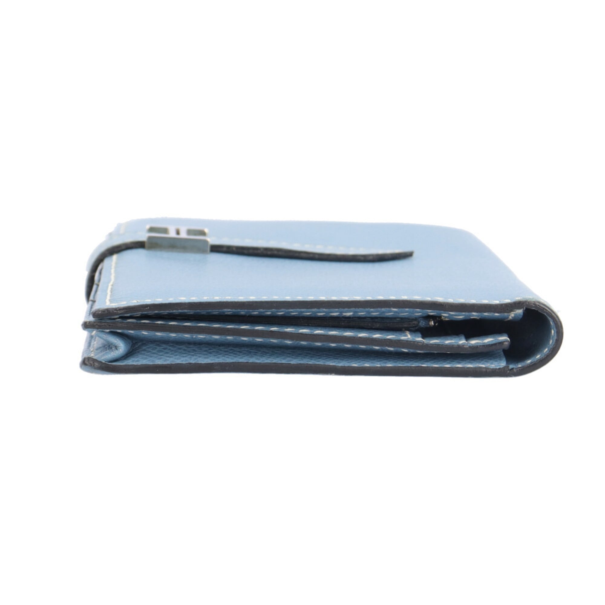 Hermes Blue Jean Epsom Leather Long Wallet (Bi-Fold) (Pre-Owned)