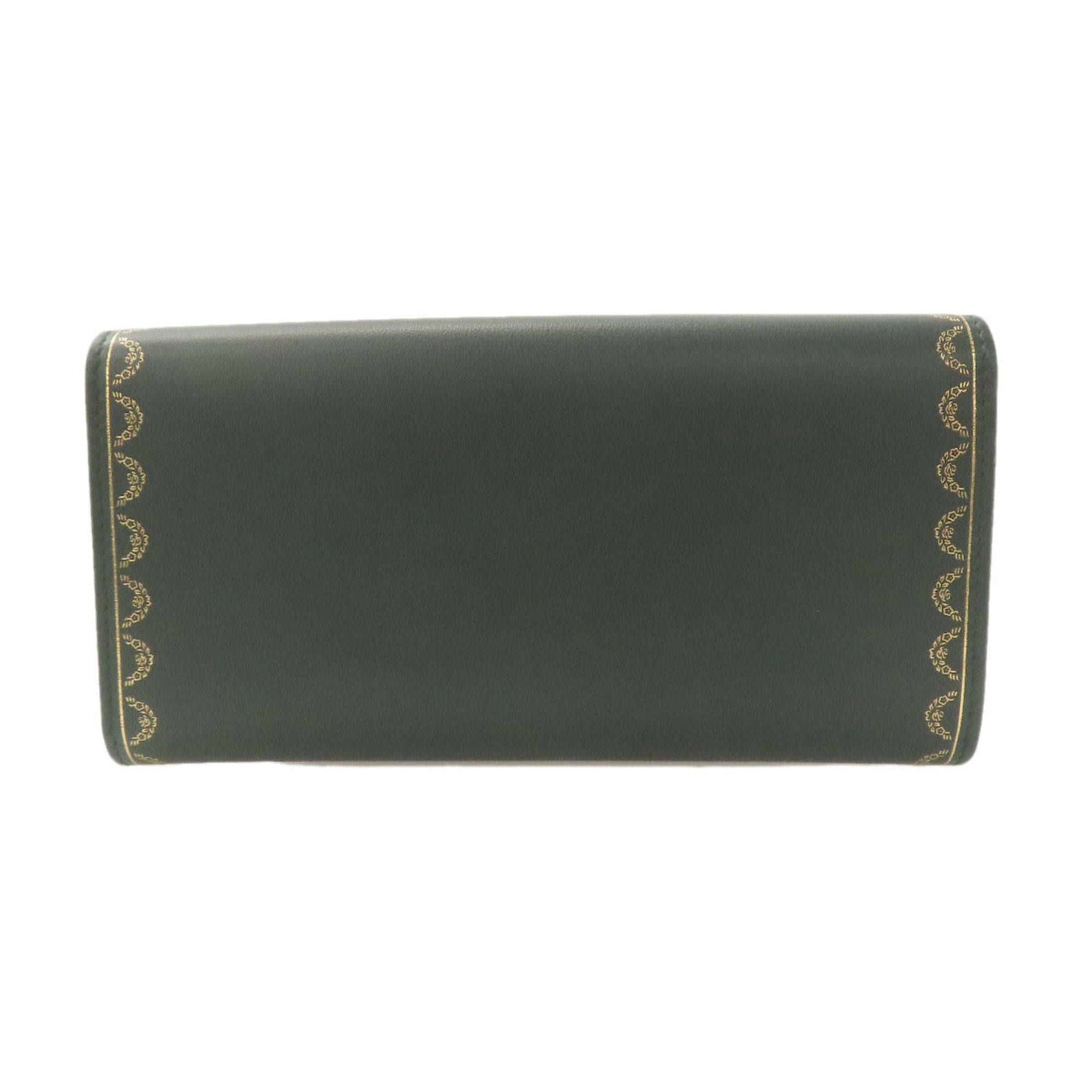 Cartier Green Leather Long Wallet (Bi-Fold) (Pre-Owned)
