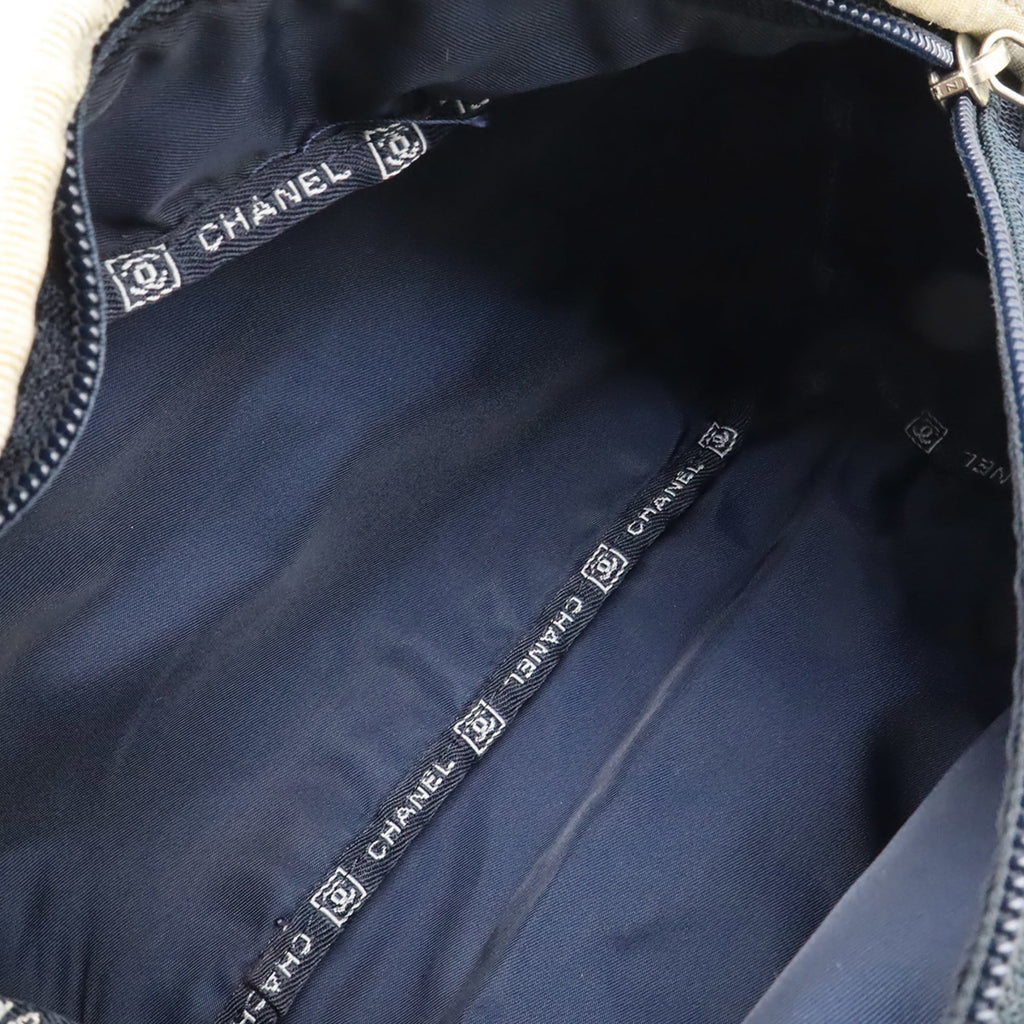 Chanel Sport Gray Ivory Navy Nylon Canvas Fanny Pack Handbag (Pre-Owned)