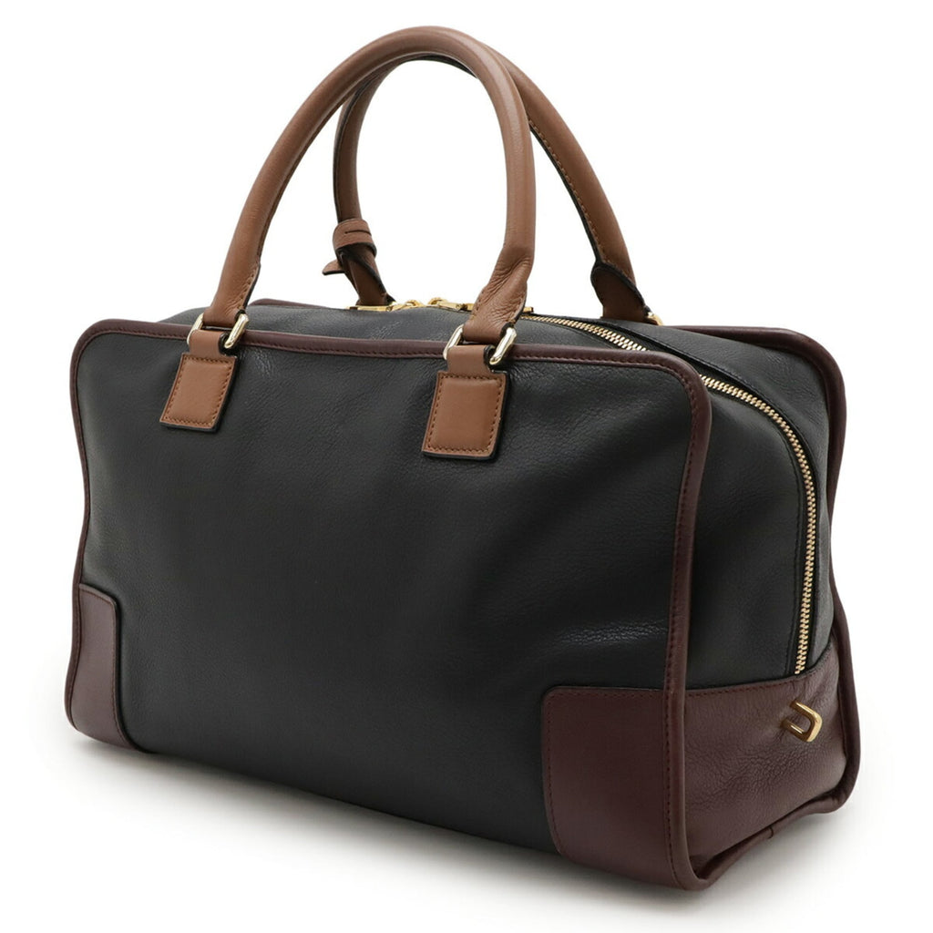 Loewe Black Brown Leather Boston Bag Handbag (Pre-Owned)