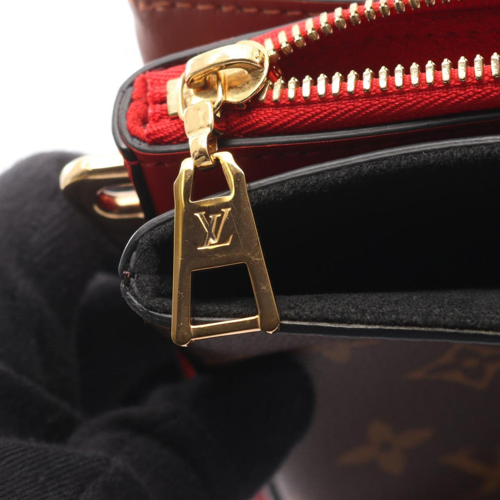 Louis Vuitton Black Brown Monogram Red Color Rouge Coated Canvas Leather Handbag (Pre-Owned)