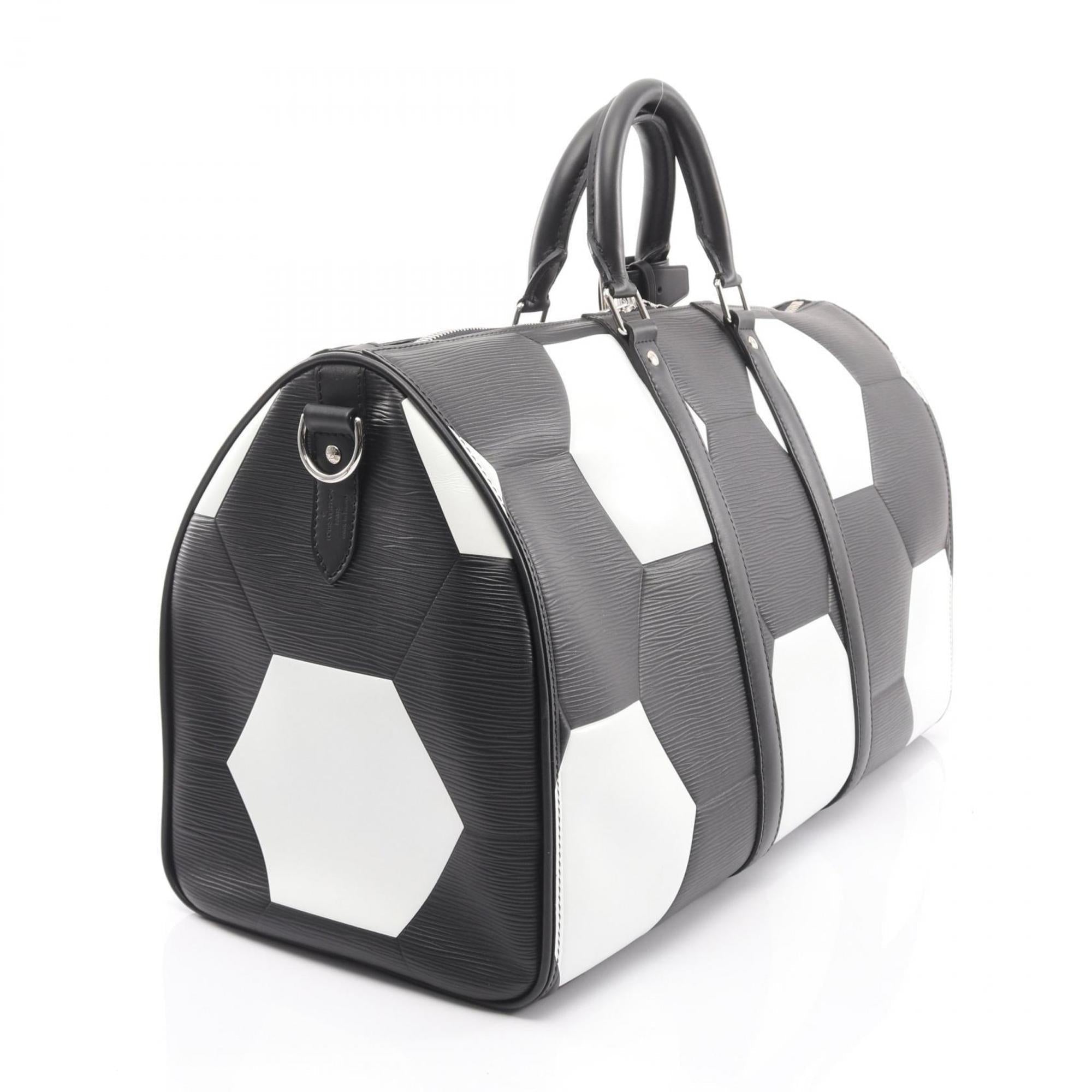 Louis Vuitton Black Noir White Leather Boston Bag (Pre-Owned)
