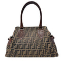 Fendi Brown Canvas Leather Shoulder Bag Tote Bag (Pre-Owned)