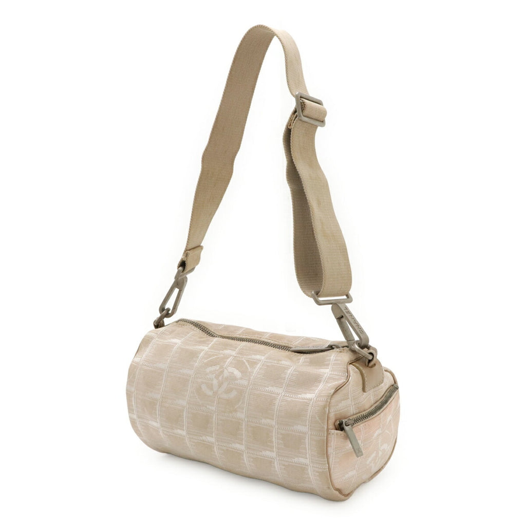 Chanel New Travel Line Beige Jacquard Shoulder Bag (Pre-Owned)