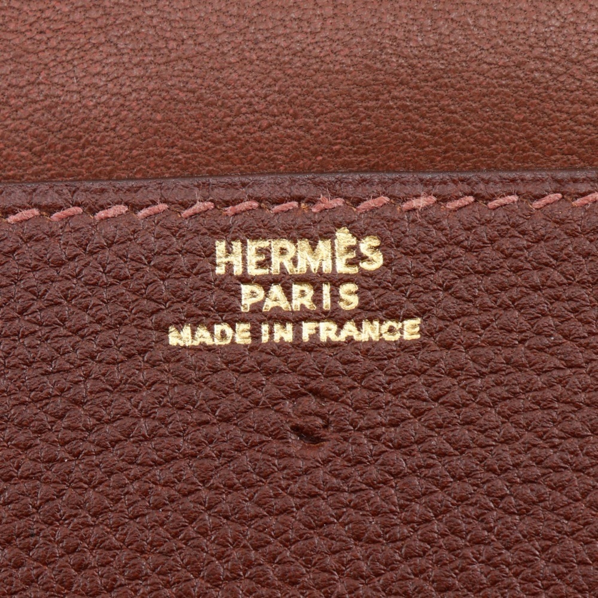 Hermes Dogon Brown Togo Leather Long Wallet (Bi-Fold) (Pre-Owned)