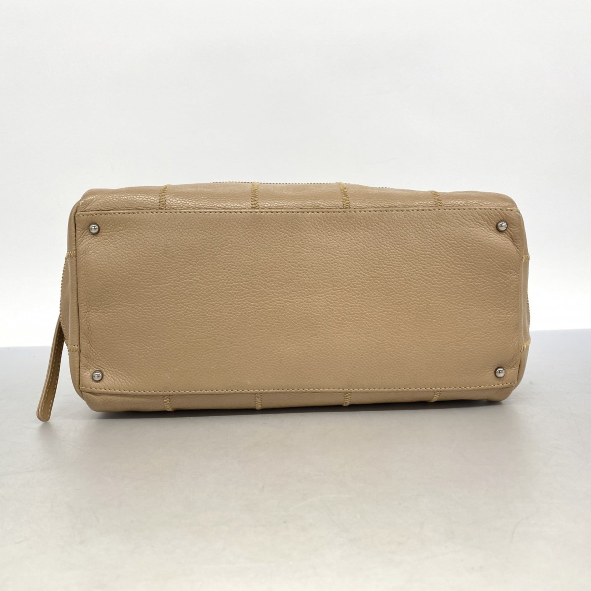 Chanel Beige Grained Calfskin Shoulder Bag (Pre-Owned)