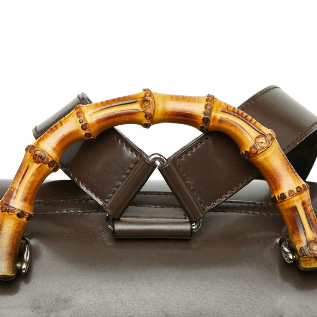 Gucci Brown Nylon Patent Leather Backpack (Pre-Owned)