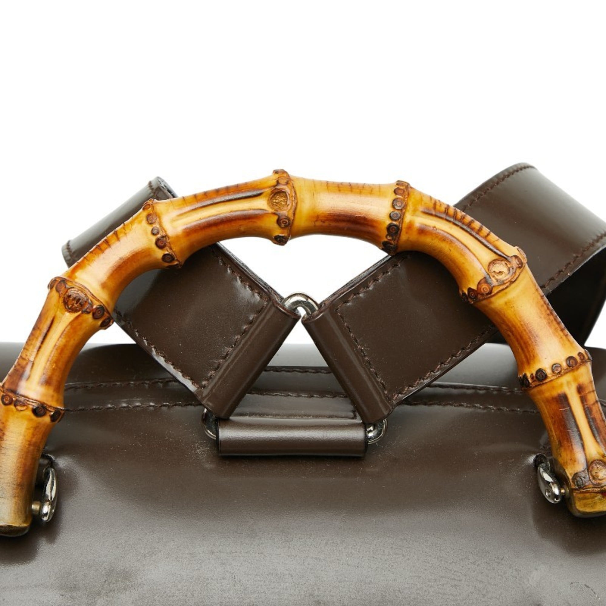 Gucci Brown Nylon Patent Leather Backpack (Pre-Owned)
