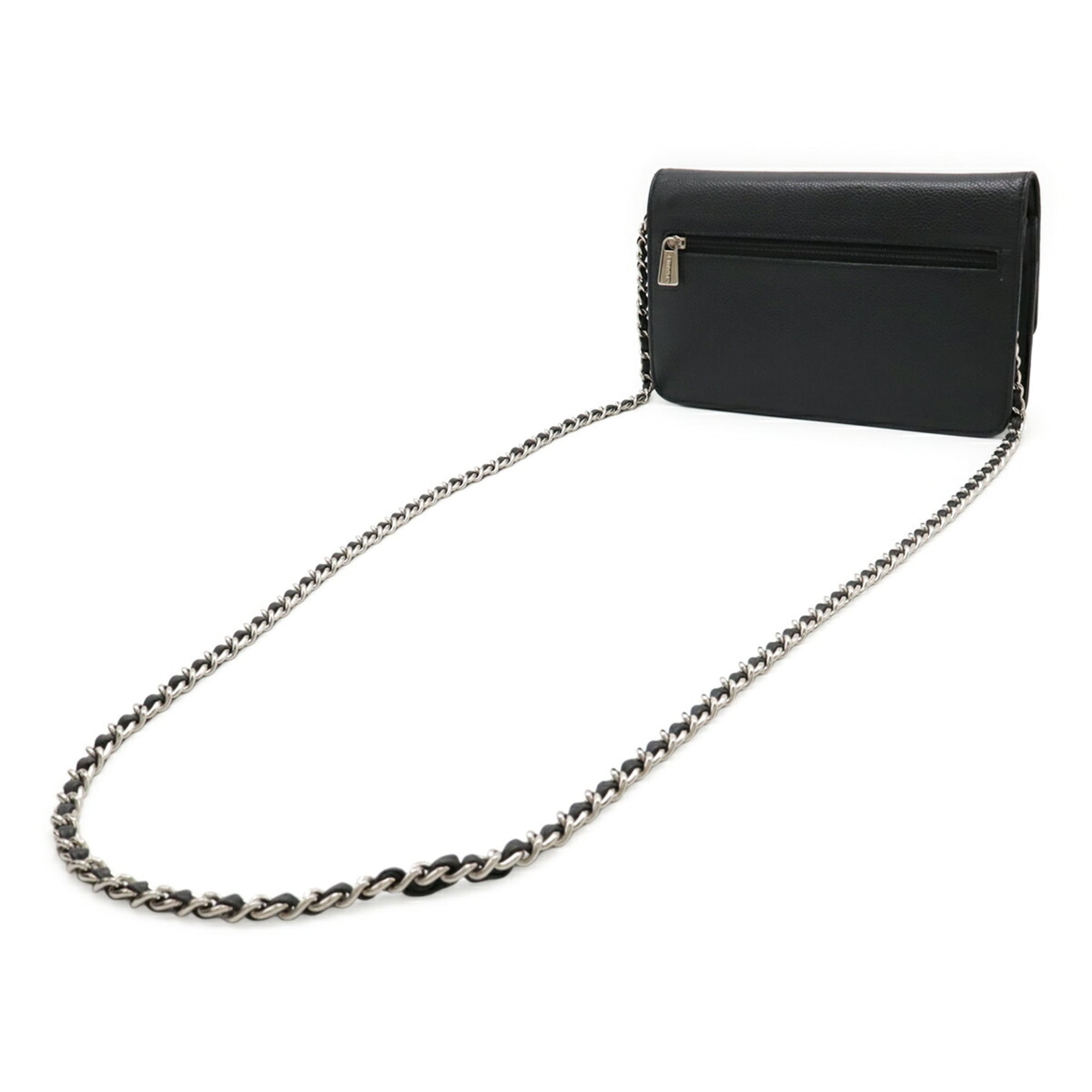 Chanel Black Grained Calfskin Pochette Shoulder Bag (Pre-Owned)