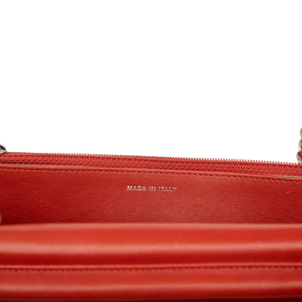 Chanel Red Color Grained Calfskin Shoulder Bag (Pre-Owned)