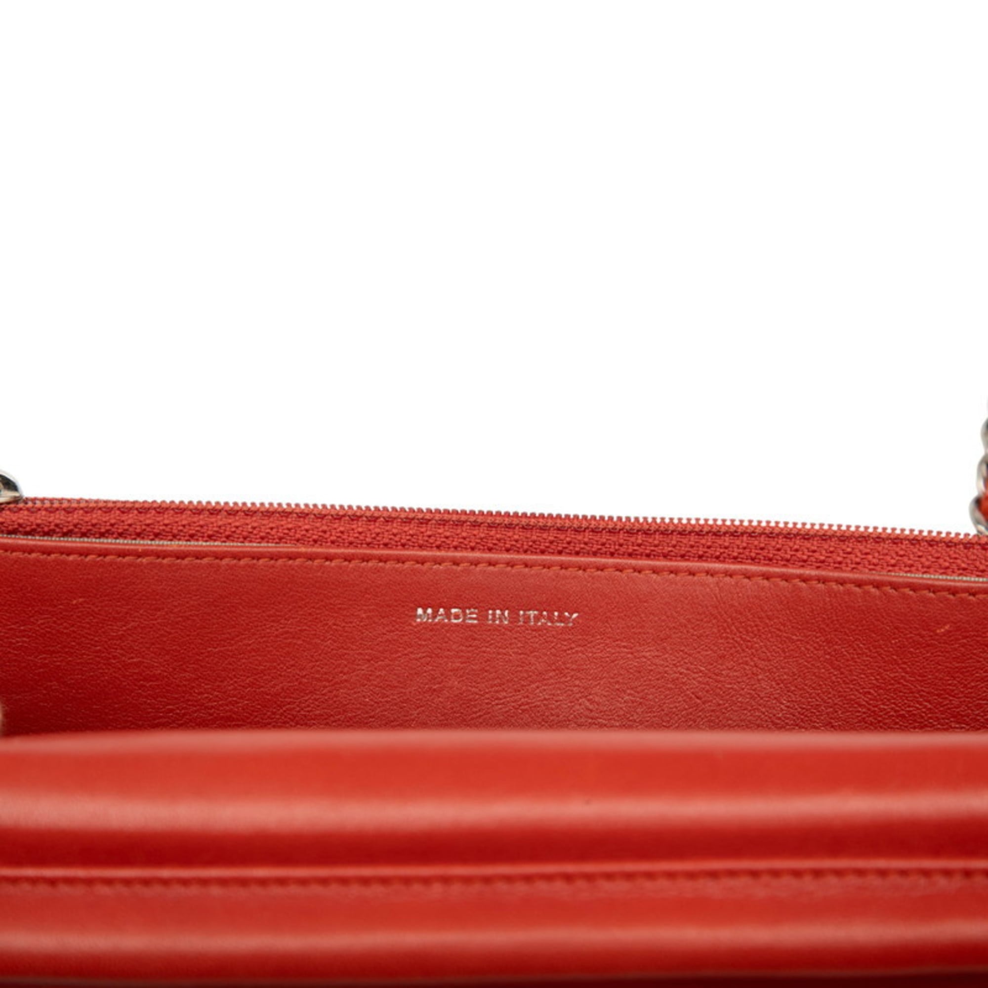 Chanel Red Color Grained Calfskin Shoulder Bag (Pre-Owned)